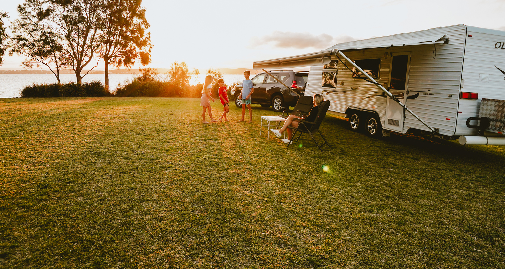 Caravan at sunset