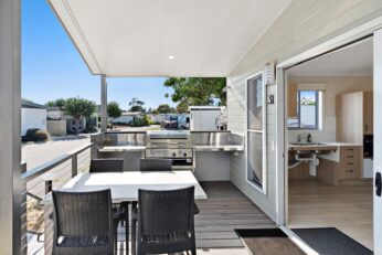 Blacksmiths Beachside Holiday Park - Inclusive Cabin Deck