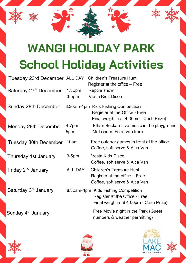 Wangi Point Holiday Park Christmas Activities 2025