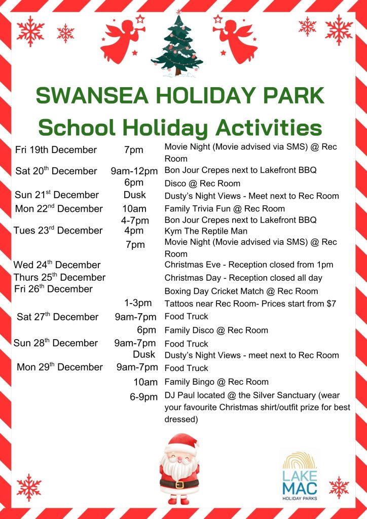 Swansea Lakeside Holiday Park Christmas Activities 2025