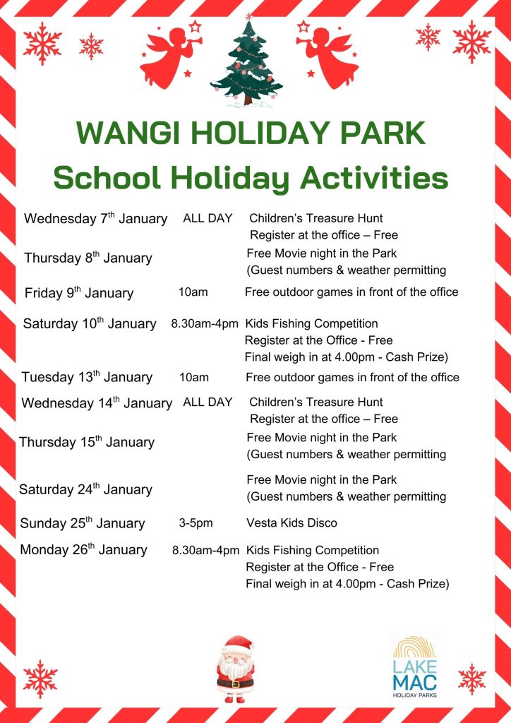 Wangi Point Holiday Park Christmas Activities 2025